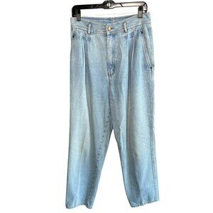 Vintage 80s Light Wash High Rise Pleated Baggy Jeans Size 14 Clifford & Wills